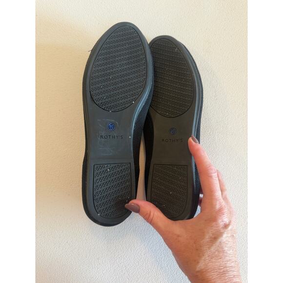 Rothy's Black Flat Round Toe Ballet Shoe With Blue Trim Slip On Sz 9 - Picture 5 of 6